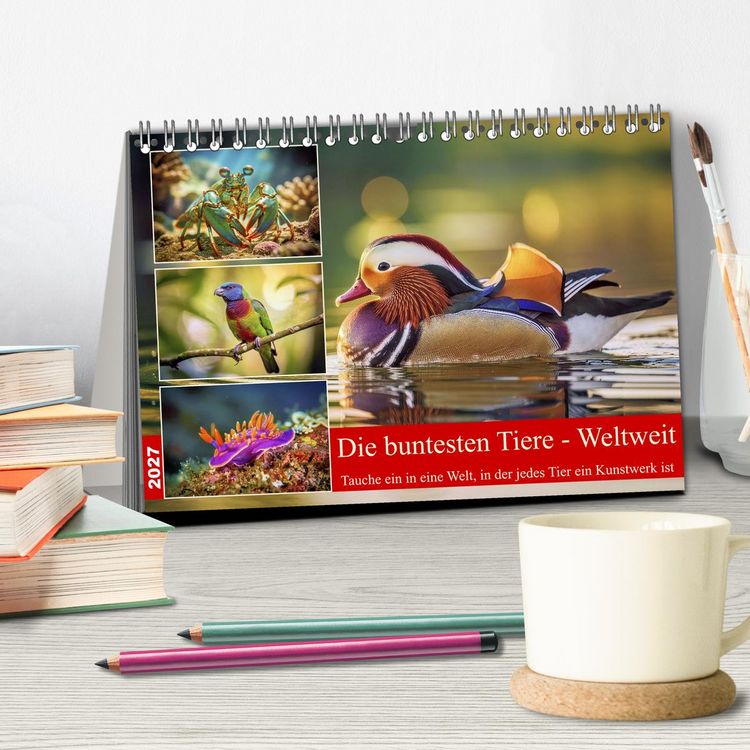 Produktbild: Die buntesten Tiere - Weltweit (Tischkalender 2027 DIN A5 quer), CALVENDO Monatskalender