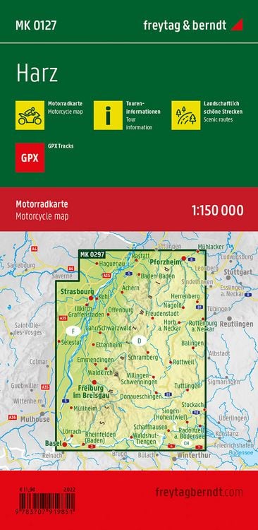 Produktbild: freytag & berndt Motorradkarte Harz 1:150.000