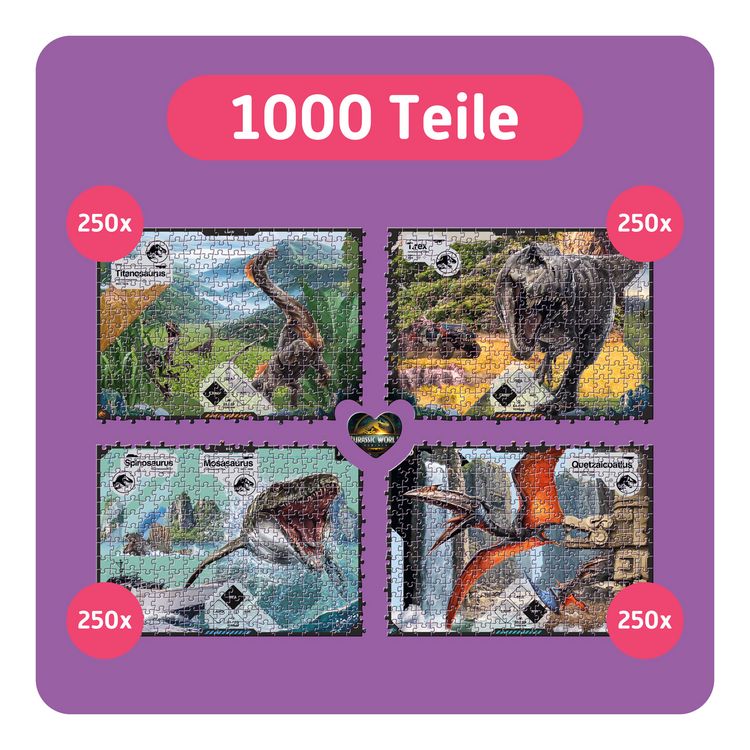 Produktbild: TEAMPUZZLE &ndash; Jurassic World &ndash; 1000 Teile &ndash; Erwachsenenpuzzle f&uuml;r vier Personen