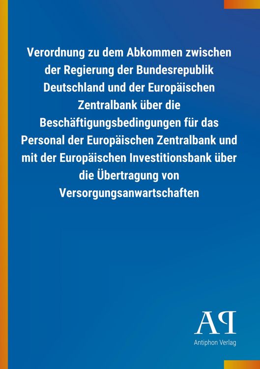 Produktbild: Verordnung zu dem Abkommen zwischen der Regierung der Bundes