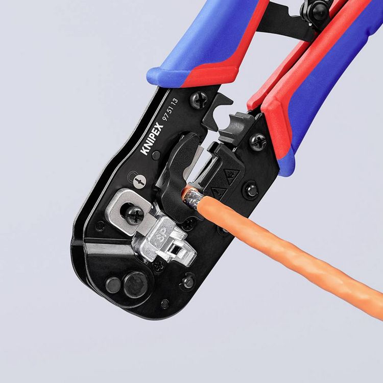 Produktbild: Knipex Crimpzange f&uuml;r RJ45-Westernstecker 97 51 13 Crimpzange