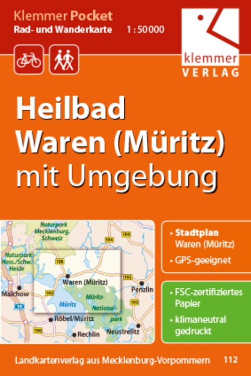 Produktbild: Klemmer Pocket Rad- und Wanderkarte Heilbad Waren (M&uuml;ritz) mit Umgebung 1 : 50 000