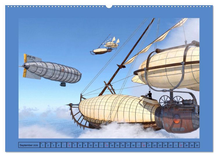 Produktbild: Steampunk Luftschiffe (hochwertiger Premium Wandkalender 2026 DIN A2 quer), Kunstdruck in Hochglanz