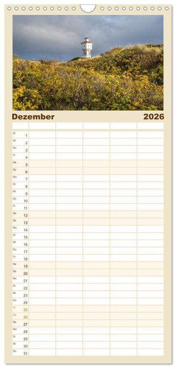 Produktbild: Familienplaner 2026 - Am Strand von Langeoog mit 5 Spalten (Wandkalender, 21 x 45 cm) CALVENDO