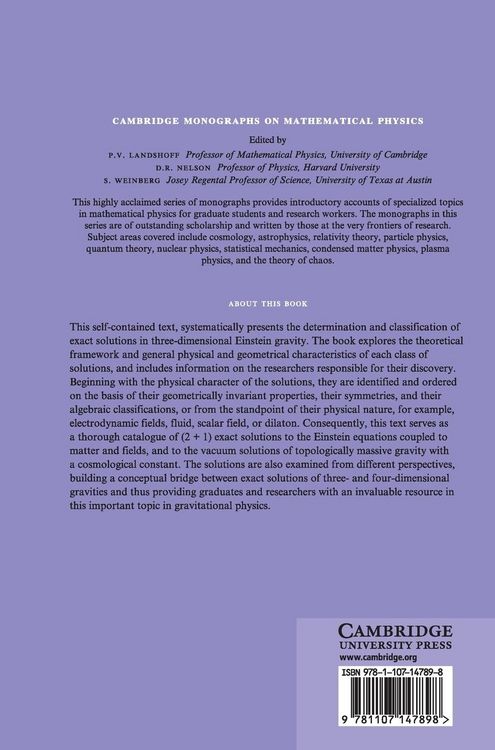 Produktbild: Exact Solutions in Three-Dimensional Gravity