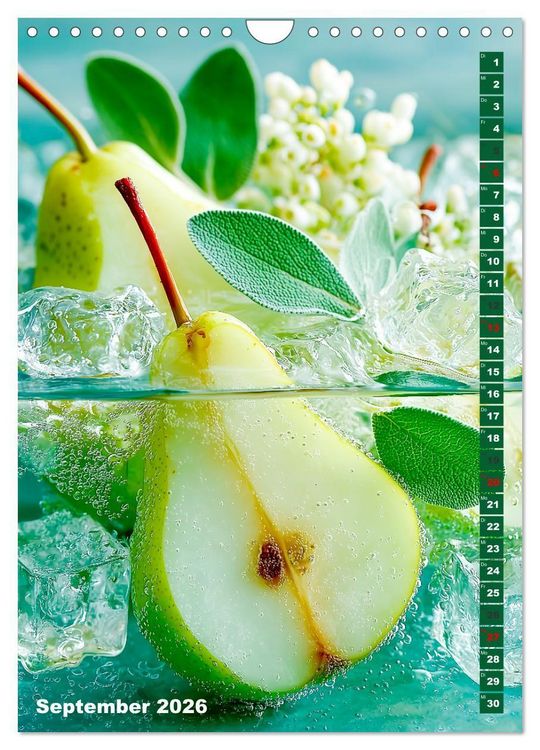 Produktbild: Fruchtige Erfrischung - K&uuml;chenkalender mit bunten Fr&uuml;chten im Wasser (Wandkalender 2026 DIN A4 hoch), CALVENDO Monatskalender