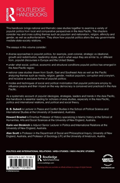 Produktbild: The Routledge Handbook of Populism in the Asia Pacific