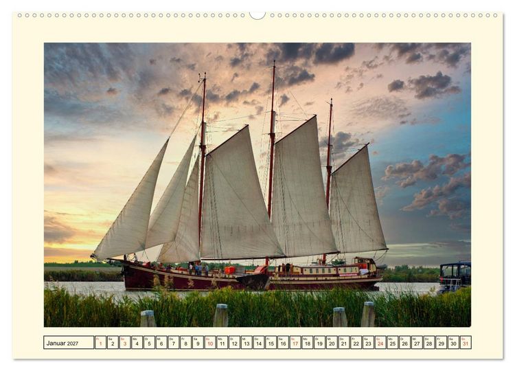 Produktbild: Segeln im Sonnenuntergang (Wandkalender 2027 DIN A2 quer), CALVENDO Monatskalender