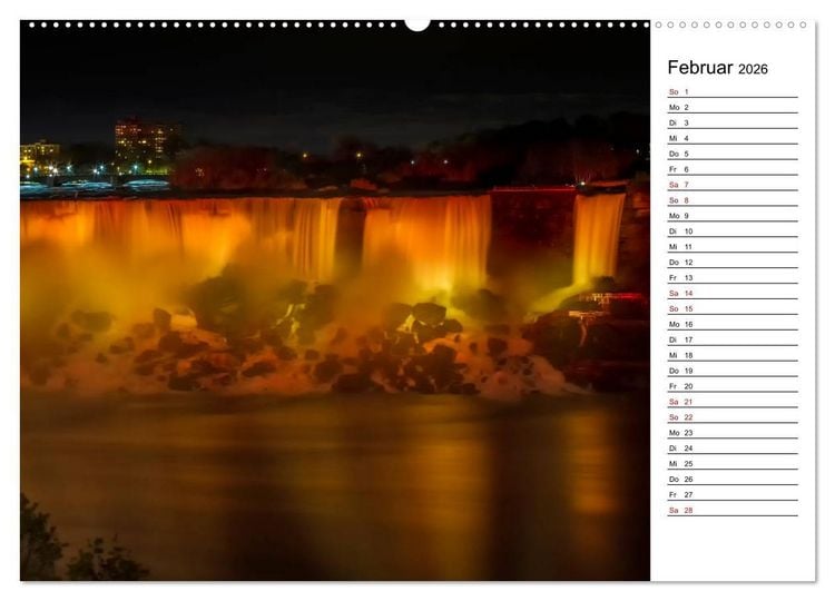 Produktbild: NIAGARAF&Auml;LLE Idyllische Impressionen bei Tag und Nacht (Wandkalender 2026 DIN A2 quer), CALVENDO Monatskalender