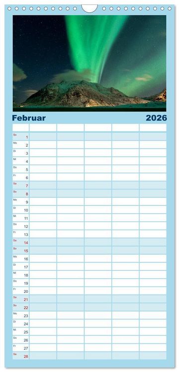 Produktbild: Familienplaner 2026 - Magisches Nordland. Eine Reise in das Herz Skandinaviens mit 5 Spalten (Wandkalender, 21 x 45 cm) CALVENDO