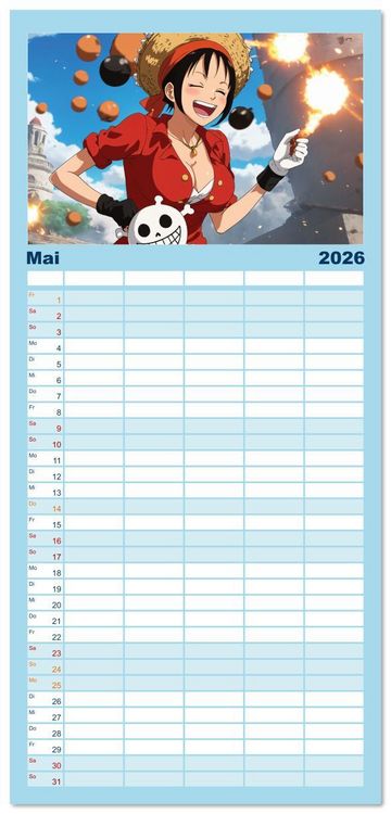 Produktbild: Familienplaner 2026 - Anime Piraten - Waifu Edition mit 5 Spalten (Wandkalender, 21 x 45 cm) CALVENDO