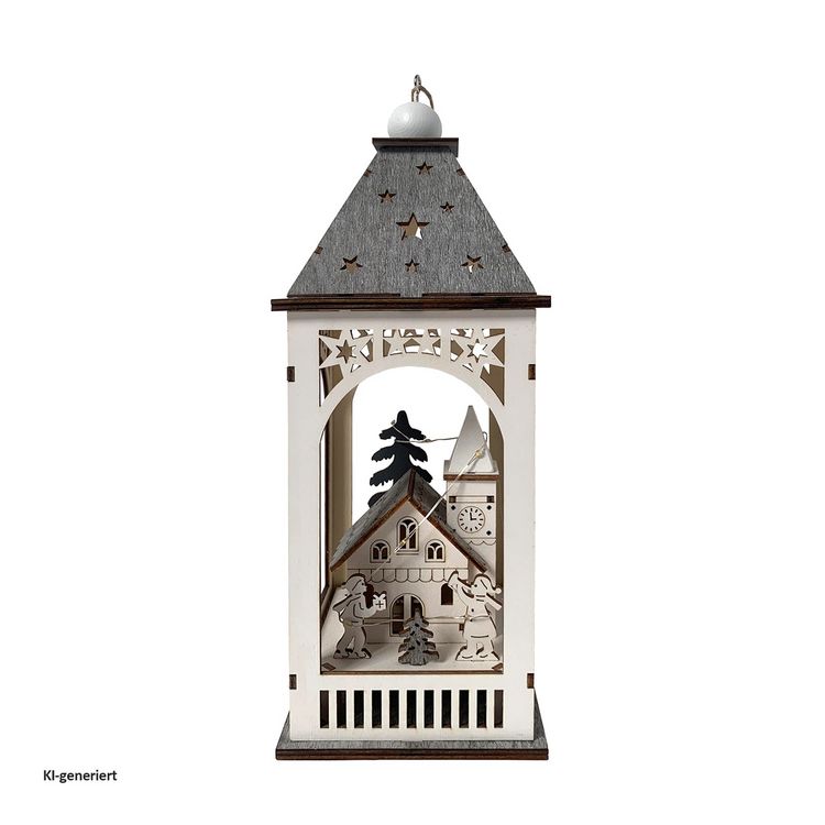Produktbild: HTI-Living LED Weihnachtslaterne mit Kirche LED Weihnachtslaterne mit Kirche