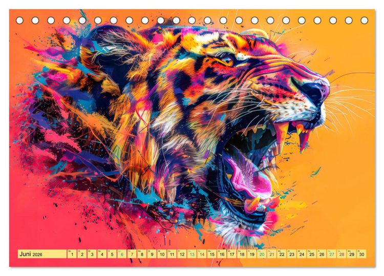 Produktbild: Tiere im Pop Art Kleid (Tischkalender 2026 DIN A5 quer), CALVENDO Monatskalender
