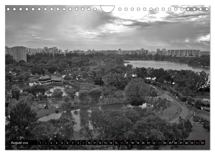 Produktbild: Singapur - Impressionen in schwarz - weiss (Wandkalender 2026 DIN A4 quer), CALVENDO Monatskalender