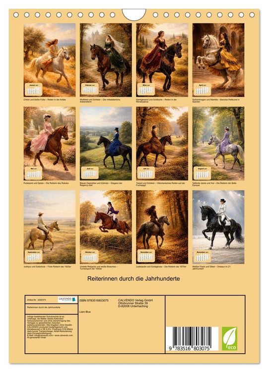 Produktbild: Reiterinnen durch die Jahrhunderte (Wandkalender 2027 DIN A4 hoch), CALVENDO Monatskalender