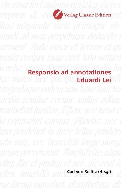 Produktbild: Responsio ad annotationes Eduardi Lei