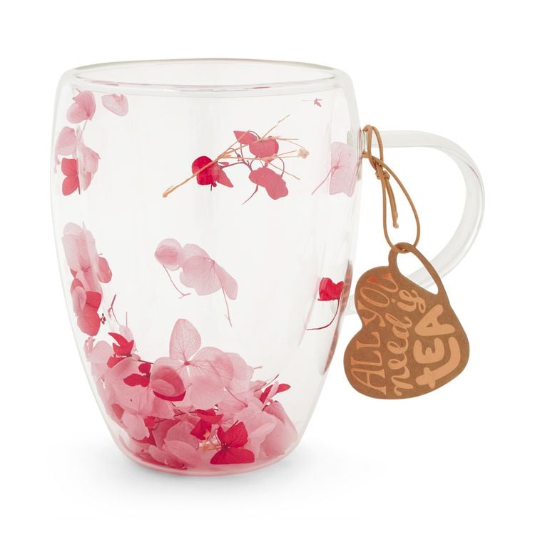 Produktbild: Teeglas doppelwandig, 360ml mit Blumen "Sky"