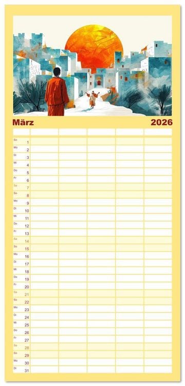 Produktbild: Familienplaner 2026 - F&uuml;hle dich inspiriert und begleitet mit 5 Spalten (Wandkalender, 21 x 45 cm) CALVENDO