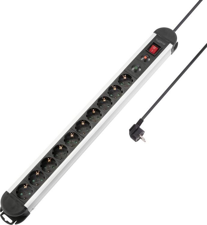Produktbild: Sygonix SY-4755860 &Uuml;berspannungsschutz-Steckdosenleiste Silber, Schwarz Schutzkontakt 1St.