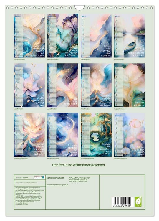 Produktbild: Der feminine Affirmationskalender (Wandkalender 2026 DIN A3 hoch), CALVENDO Monatskalender