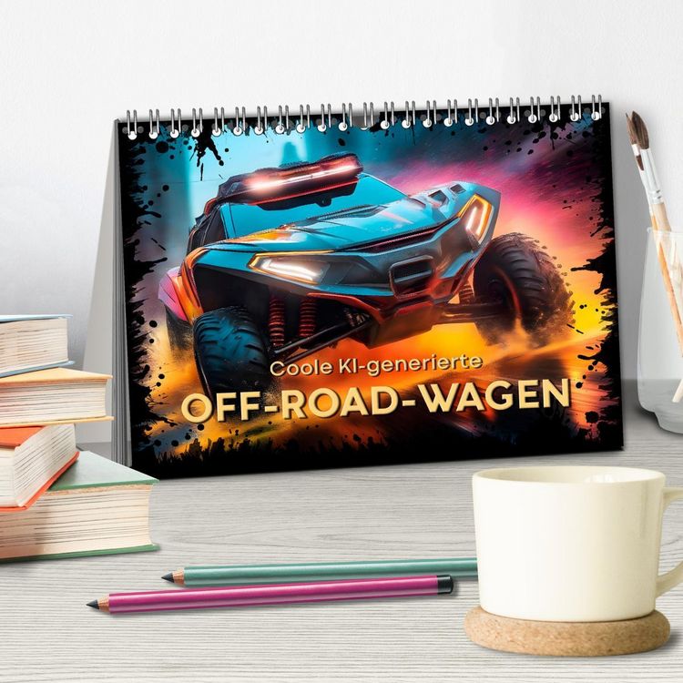 Produktbild: Coole KI-generierte OFF-ROAD-WAGEN (Tischkalender 2026 DIN A5 quer), CALVENDO Monatskalender