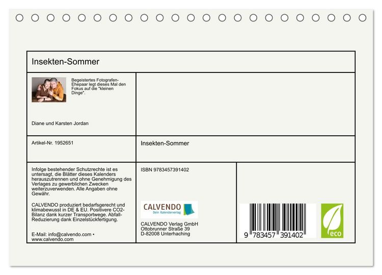 Produktbild: Insekten-Sommer (Tischkalender 2026 DIN A5 quer), CALVENDO Monatskalender
