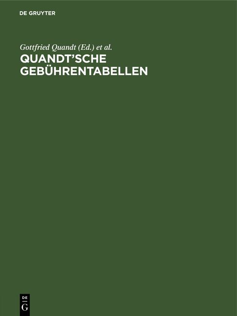 Produktbild: Quandt&rsquo;sche Geb&uuml;hrentabellen