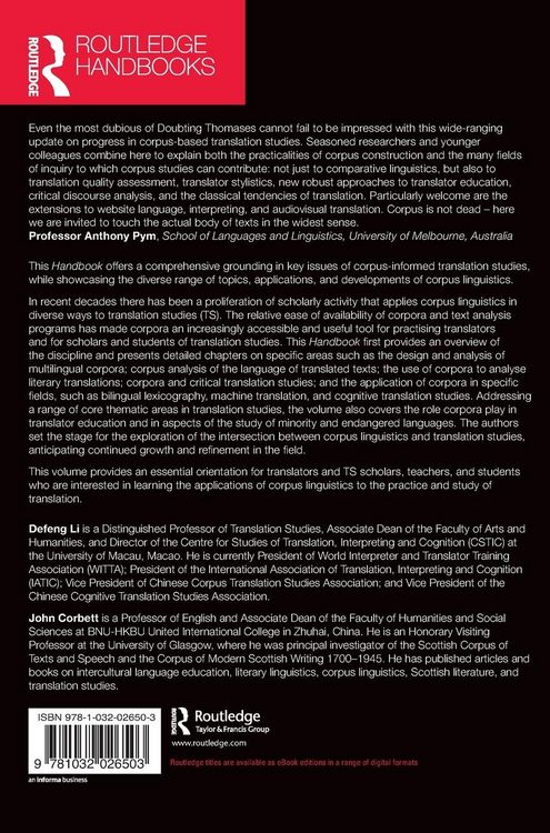 Produktbild: The Routledge Handbook of Corpus Translation Studies