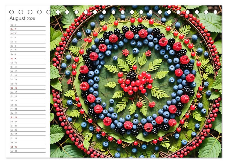 Produktbild: Natural Mandalas - Kraftvolle KI Mandalas aus Naturmaterialien (Tischkalender 2026 DIN A5 quer), CALVENDO Monatskalender