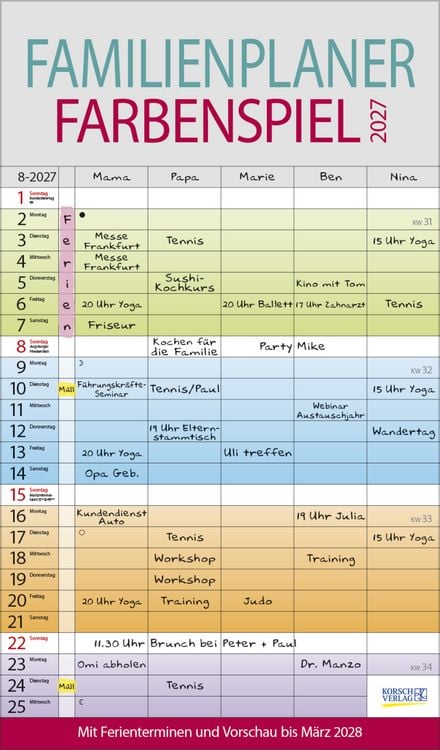 Produktbild: Familienplaner Farbenspiel 2027