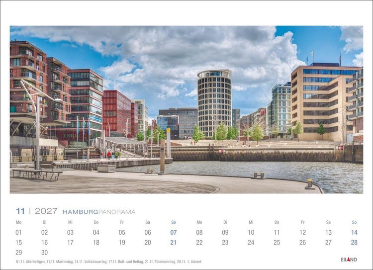 Produktbild: Hamburg Panorama-Postkartenkalender 2027
