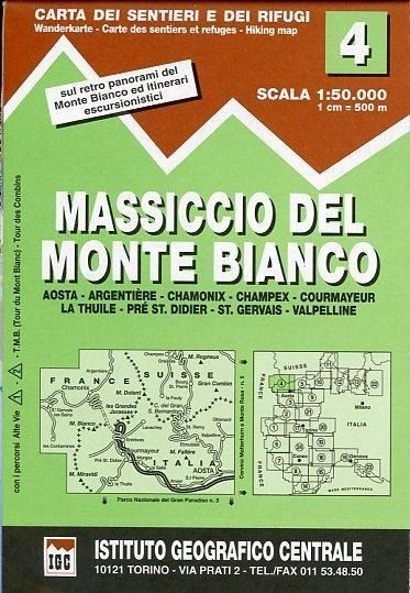 Produktbild: Carta n. 4 Massiccio del monte Bianco 1:50.000. Carta dei sentieri e dei rifugi