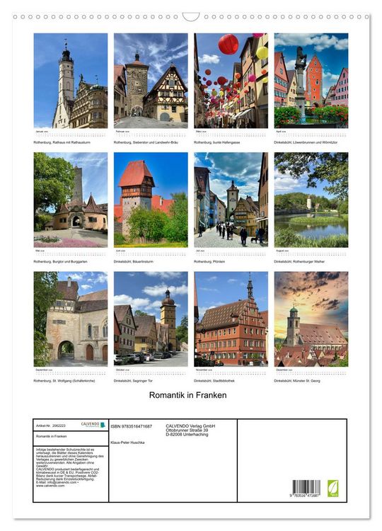 Produktbild: Romantik in Franken (Wandkalender 2026 DIN A2 hoch), CALVENDO Monatskalender