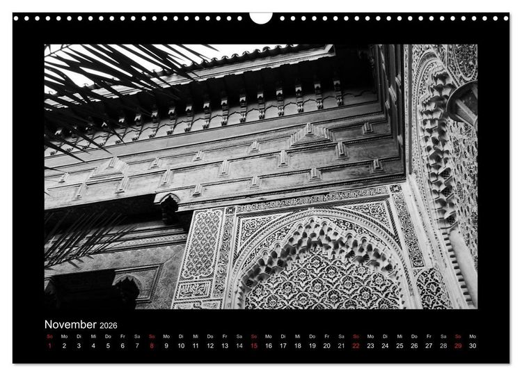 Produktbild: Marokko - Nostalgie in schwarz-weiss (Wandkalender 2026 DIN A3 quer), CALVENDO Monatskalender