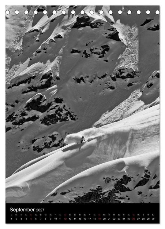 Produktbild: Monochrome Ski (Tischkalender 2027 DIN A5 hoch), CALVENDO Monatskalender