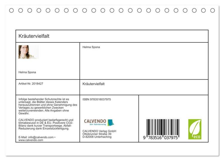 Produktbild: Kr&auml;utervielfalt (Tischkalender 2026 DIN A5 quer), CALVENDO Monatskalender