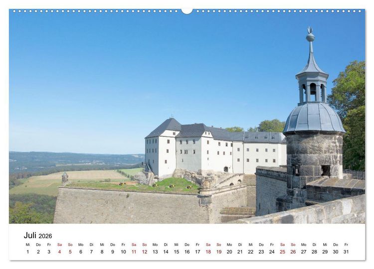 Produktbild: Bergfestung K&ouml;nigstein (Wandkalender 2026 DIN A2 quer), CALVENDO Monatskalender