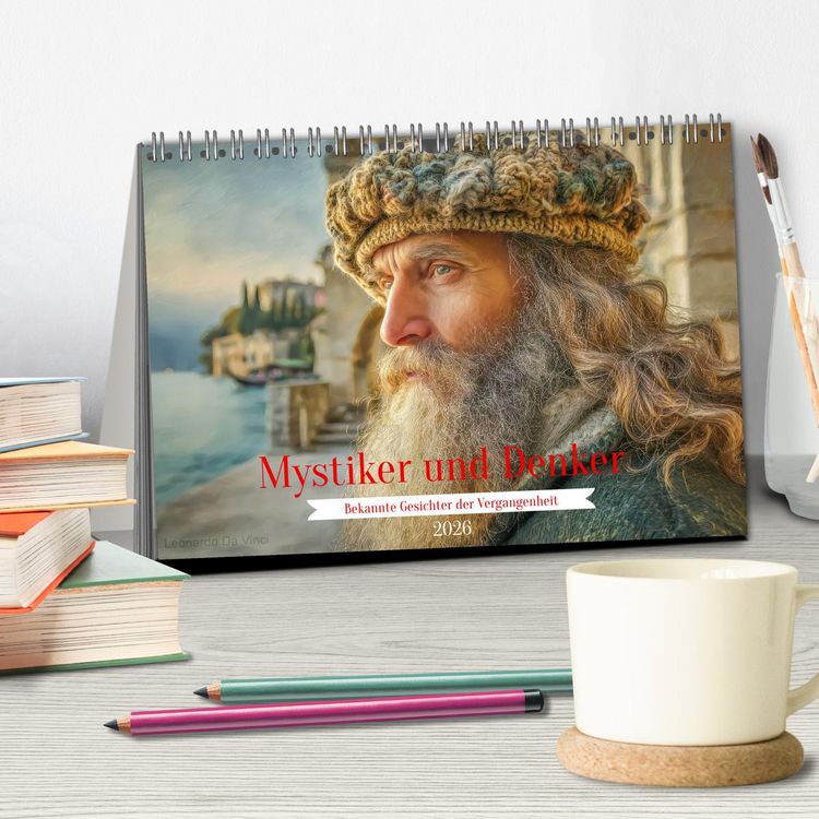 Produktbild: Mystiker und Denker - Bekannte Gesichter der Vergangenheit (Tischkalender 2026 DIN A5 quer), CALVENDO Monatskalender