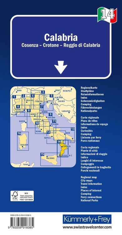 Produktbild: K&uuml;mmerly+Frey Regional-Strassenkarte 14 Kalabrien 1:200.000