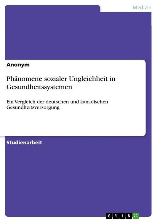 Produktbild: Ph&auml;nomene sozialer Ungleichheit in Gesundheitssystemen
