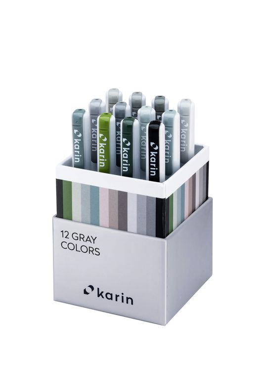Produktbild: KARIN Marker Realbrush PRO Gray Colors, 12er Pinsel Set
