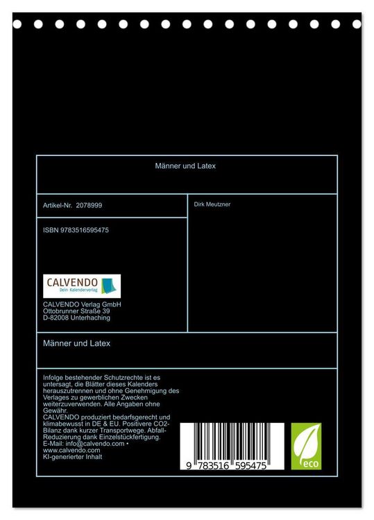 Produktbild: M&auml;nner und Latex (Tischkalender 2026 DIN A5 hoch), CALVENDO Monatskalender