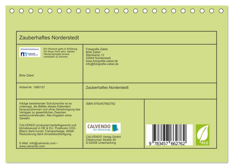 Produktbild: Zauberhaftes Norderstedt (Tischkalender 2026 DIN A5 quer), CALVENDO Monatskalender