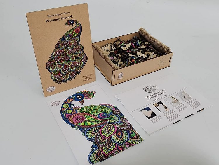 Produktbild: Craft Buddy PUZZWD-02 - Wooden Jigsaw Puzzle, Preening Peacock, Pfau, Holzpuzzle, A3
