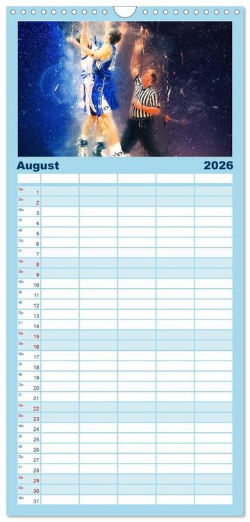 Produktbild: Familienplaner 2026 - Basketball extrem mit 5 Spalten (Wandkalender, 21 x 45 cm) CALVENDO