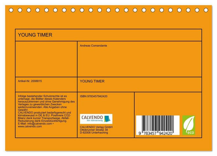 Produktbild: YOUNG TIMER (Tischkalender 2026 DIN A5 quer), CALVENDO Monatskalender