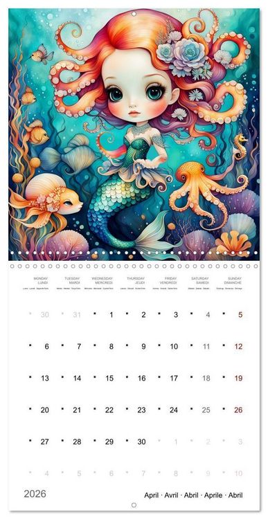Produktbild: Aventures de sir&egrave;nes (Calendrier mural carr&eacute; 2026 30x30 cm) Calendrier double avec une page pour vos prises de notes