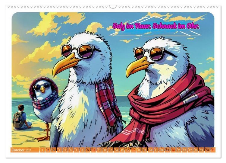 Produktbild: Norddeutsch Cool - Comic (hochwertiger Premium Wandkalender 2027 DIN A2 quer), Kunstdruck in Hochglanz