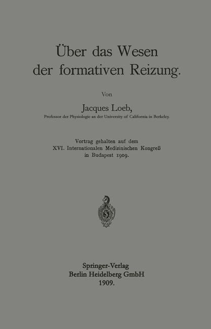 Produktbild: &Uuml;ber das Wesen der formativen Reizung
