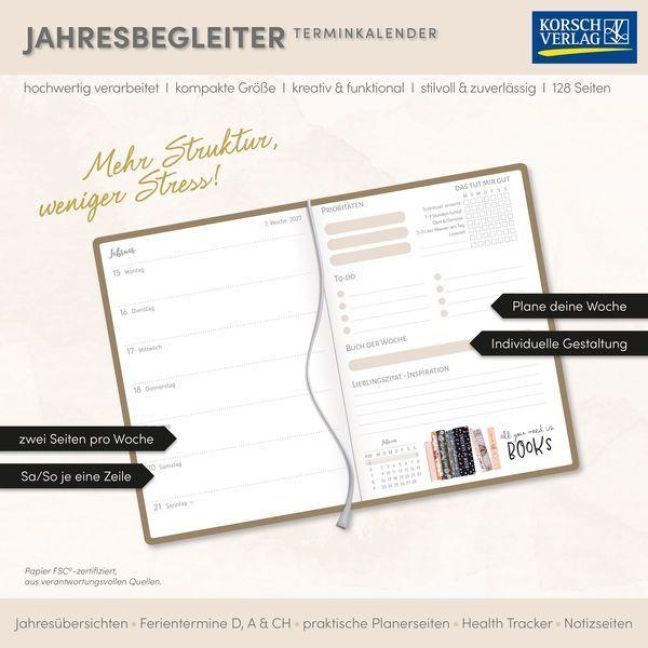 Produktbild: Terminkalender Jahresbegleiter Booklove 2027